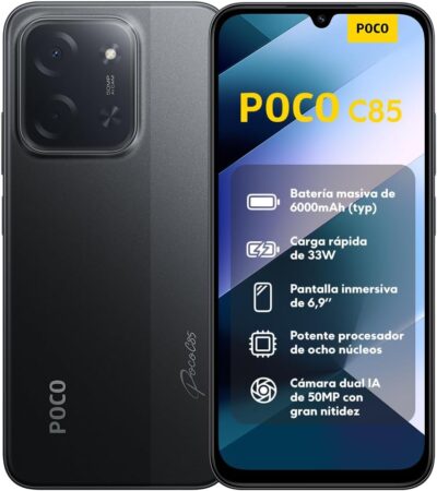XIAOMI POCO C85 Smartphone de 6+128GB Negro Batería de 6000...
